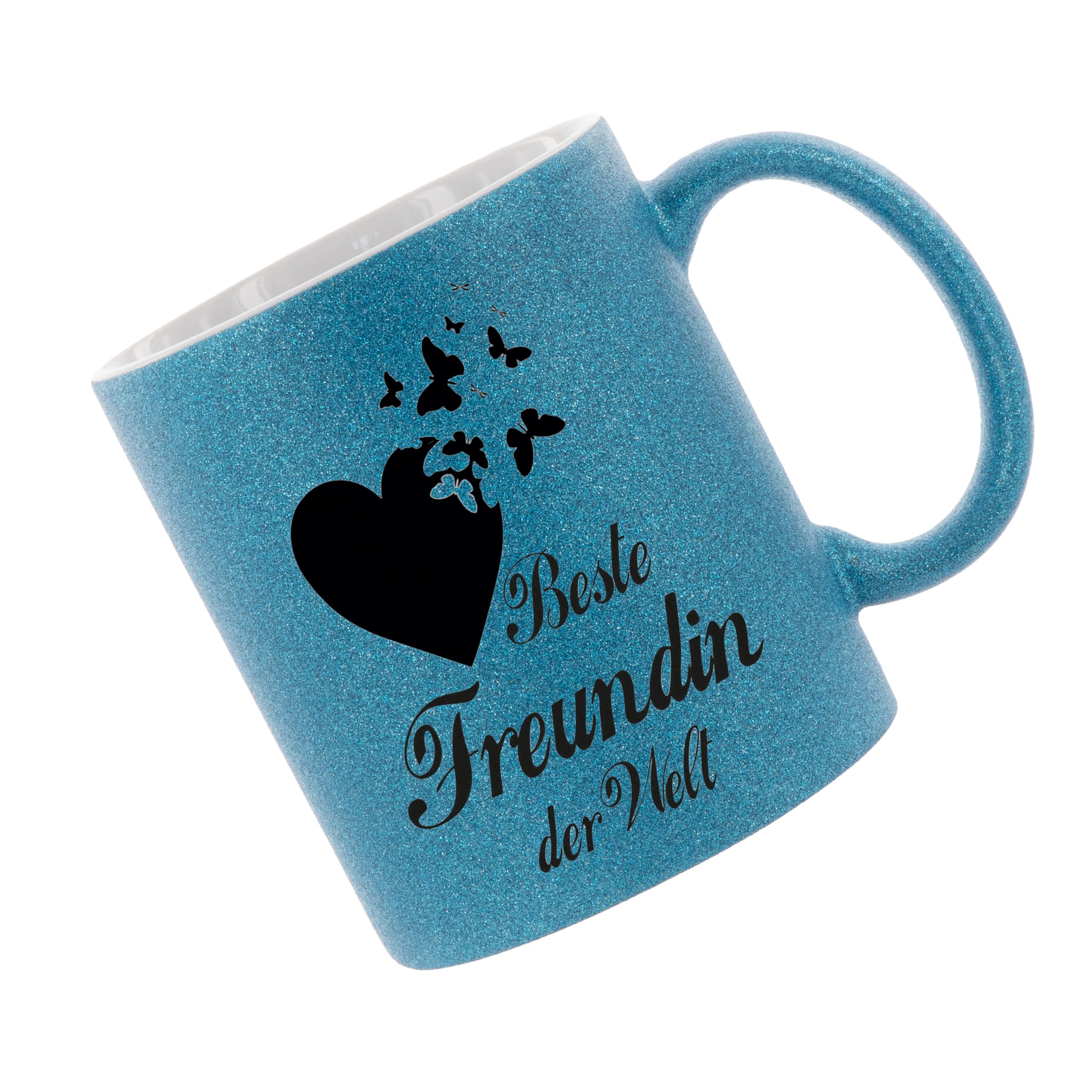 Crealuxe Glitzertasse Mit Farbverlauf Silber-lila – Personalisierbar ('Erzieherin Mit Herz') – 330 Ml, Keramik