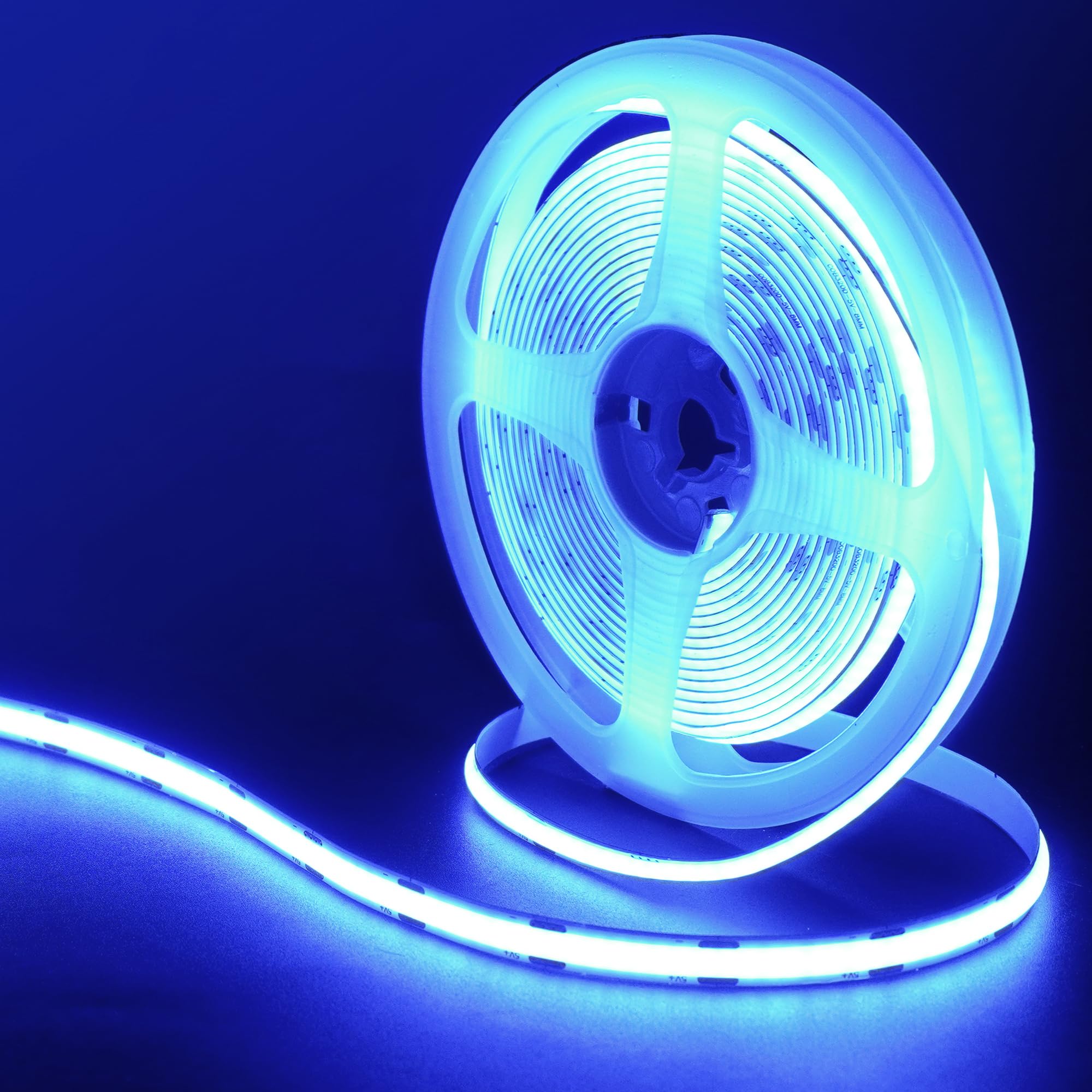 Clearhill 5V USB COB LED Strip Lights with Dimmable Switch,16.4FT/5M,Blue,320LEDs/M,8mm Width,Not Waterproof IP20,1.5M USB Switch Cable,for DIY Home Indoor Decoration - Image 2