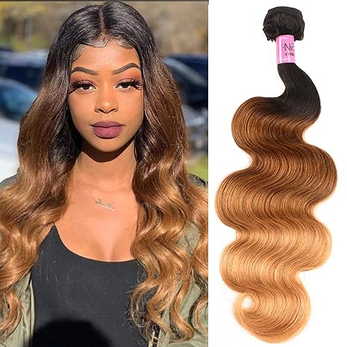 UNice 1 manojo de cabello ondulado de grado 10A, cabello Remy brasileño ondulado, extensiones de cabello 100% humano, 3 tonos 1b427, 3.53 ozpieza,