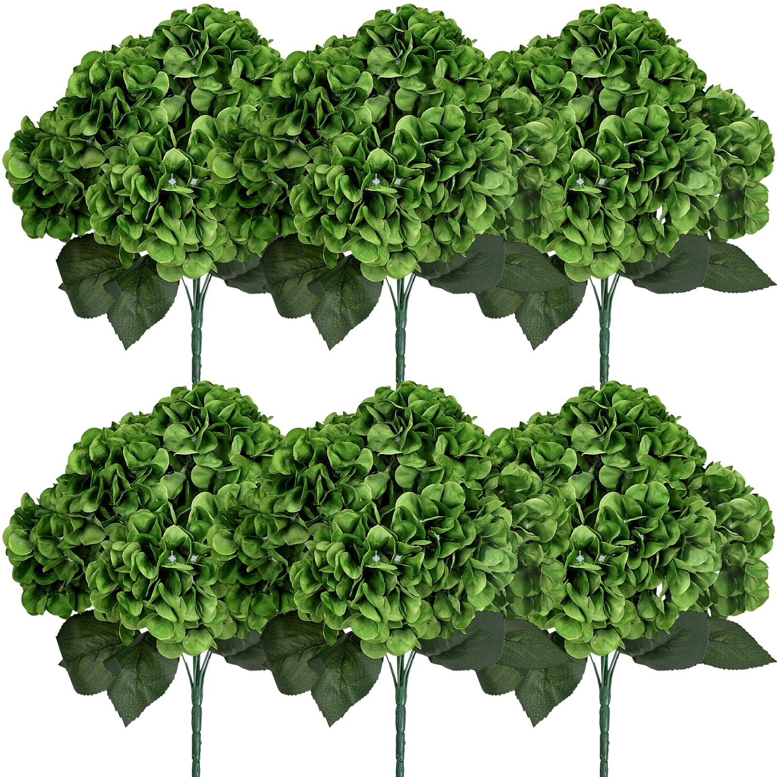 Photo 1 of XOETCP Faux Hydrangeas Bulk - 6 Bundles Emerald Green