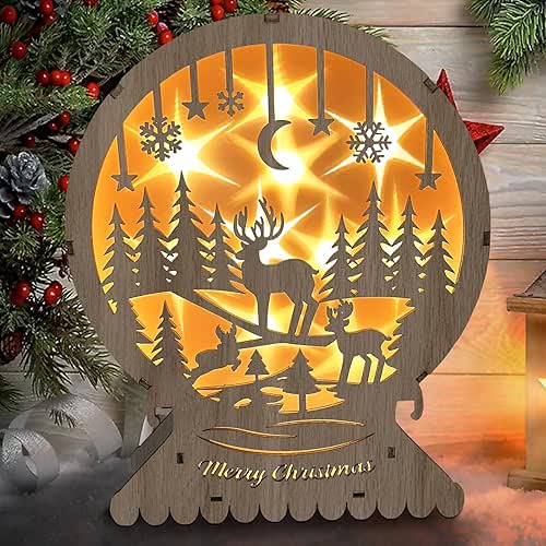 éclairage de Noël LED en Bois, Etoile de Noel Lumineuse,