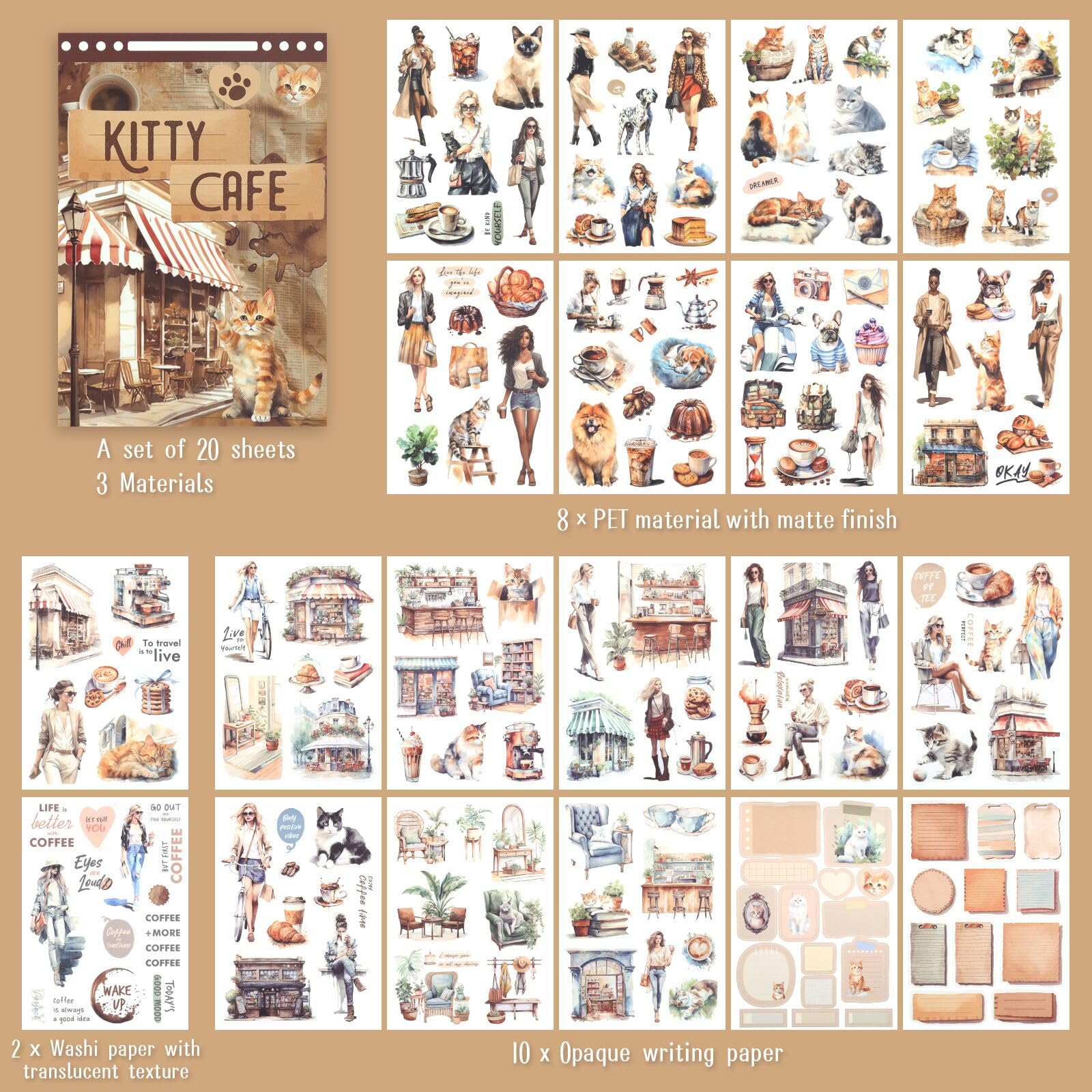Dizdkizd Libro de calcomanías para álbumes de recortes para adultos (café)