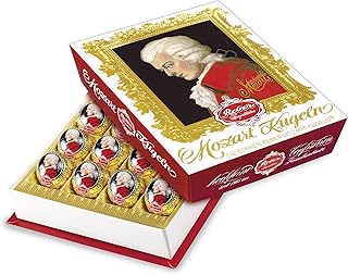 Mozart-Barock, Echte Reber Mozart-Kugeln, Pralinen aus Zartbitter-Schokolade, Marzipan, Nougat, Tolles Geschenk, 20er-Packung