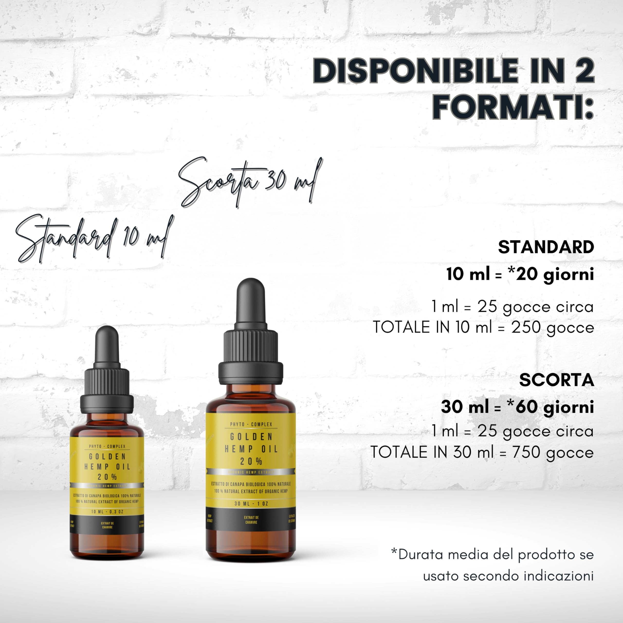 HEMP PHYTOMEDICAL Golden Hemp Oil 20% Olio di Canapa Certificato, 30 ml | Alta Concentrazione, Made in Italy