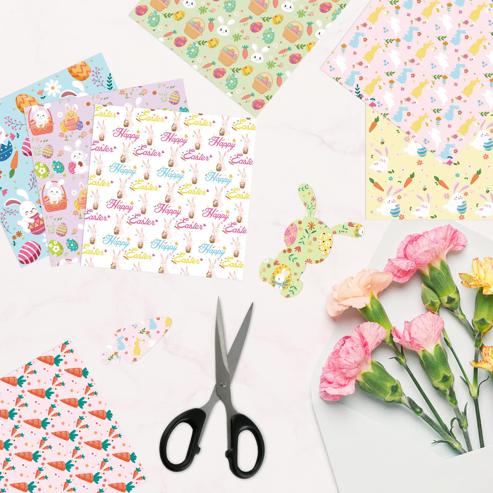 ZIIVARD 24 Sheets Easter Scrapbook Paper, Bunny Rabbit