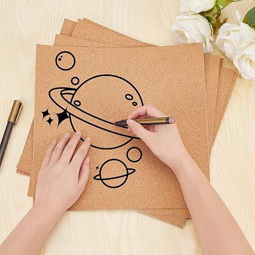 Miniatura 3 de BENECREAT Paquete de 8 hojas de corcho autoadhesivas de 0.079 in, azulejos de corcho de 12 x 12 pulgadas con parte trasera adhesiva para posavasos,