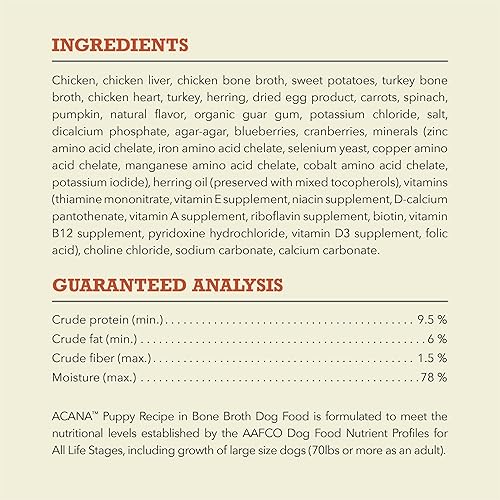 Miniatura 8 de ACANA Paté Premium en Caldo de Hueso, Alimento Húmedo para Perros sin Granos, Receta para Cachorros, Latas de 12.8 onzas (12 Unidades)
