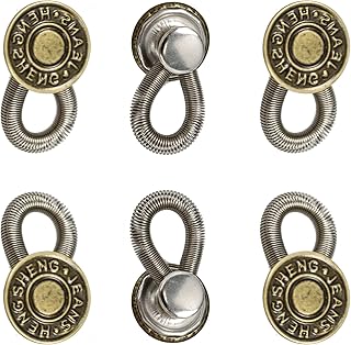 pson 6PCS Flexible Jean Waist Extender, Bronze Waistband Expanders Button for Jeans, Dress, Trousers, Pants