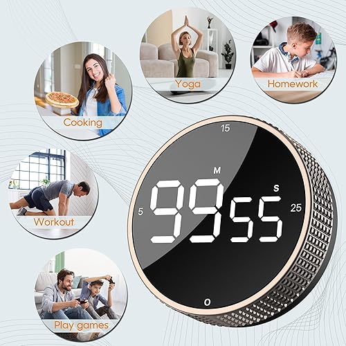Miniatura 7 de Temporizador de cocina digital mejorado - Temporizador visual magnético de cuenta regresiva y cuenta progresiva Pomodoro con pantalla LED grande, 3
