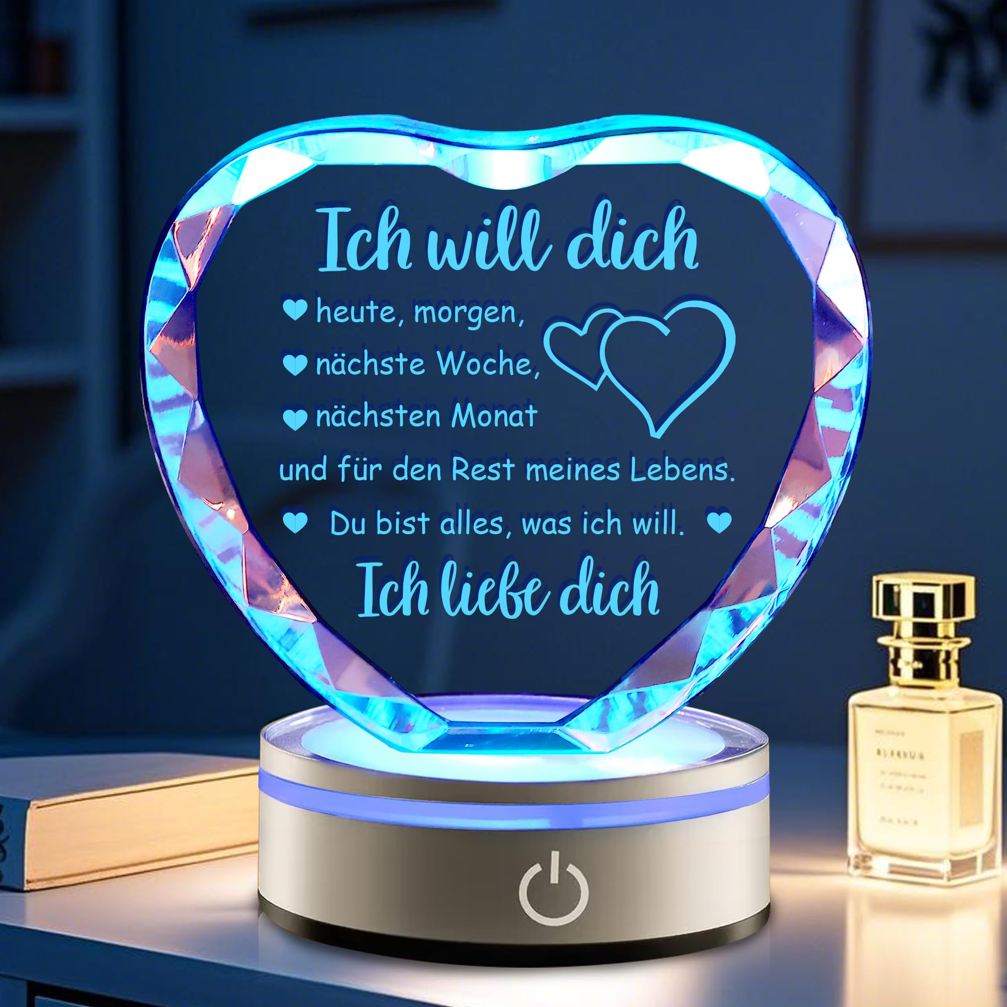 OkiyiD Valentin Geschenk Nachtlicht, Ich liebe dich Deko Lampe, Kristall Multicolor Valentinstag Geschenkideen für Freundin, Ehefrau, Mama, Weihnachten, Jubiläum, Geburtstagsgeschenke für sie