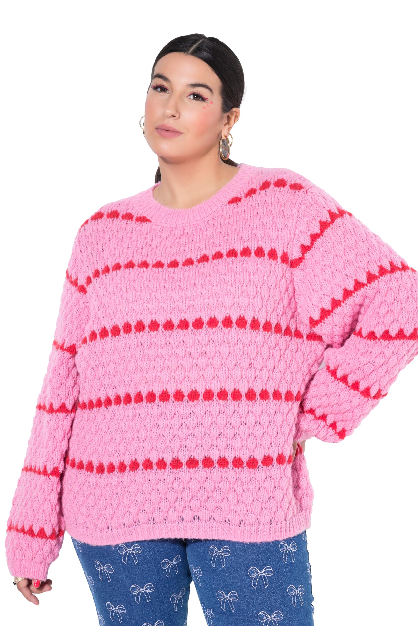 Studio Untold Damen große Größen Übergrößen Plus Size Pullover, Boxy Shape, Bubble-Struktur 842894