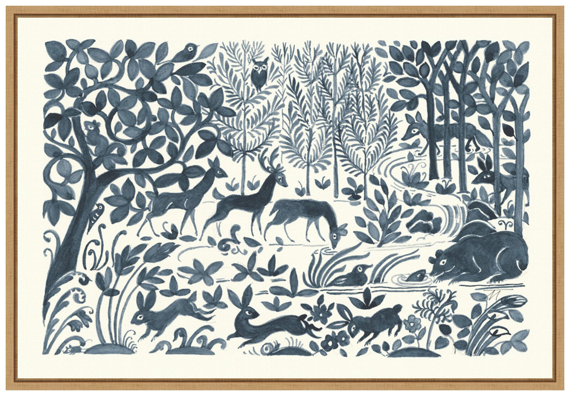 Amanti Art Framed Canvas Wall Art 16x23 Forest Life II by Miranda Thomas, Framed Wall Art Canvas, Nature Artwork, Modern Decor, Medium Poster Painting for Living Room, Bedroom, Bathroom, Kitchen,