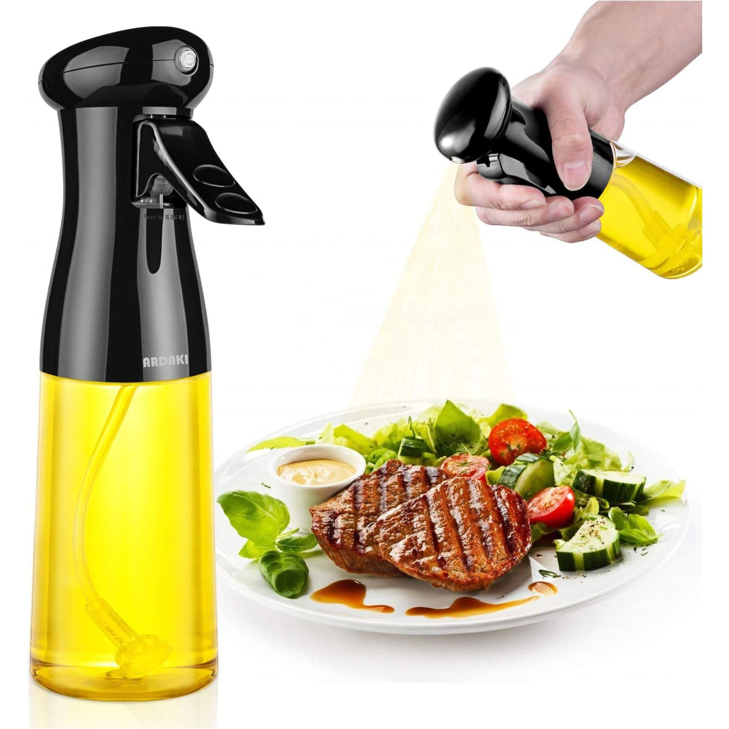 ARDAKI Oil Sprayer Bottle 210Ml Glass Reusable Olive Oil Mister for Cooking Baking Air Fryer and Grilling Adjustable Mist Spray, Glass Oil Dispenser For Salad Making Healthy Cooking & Easy Dispensing