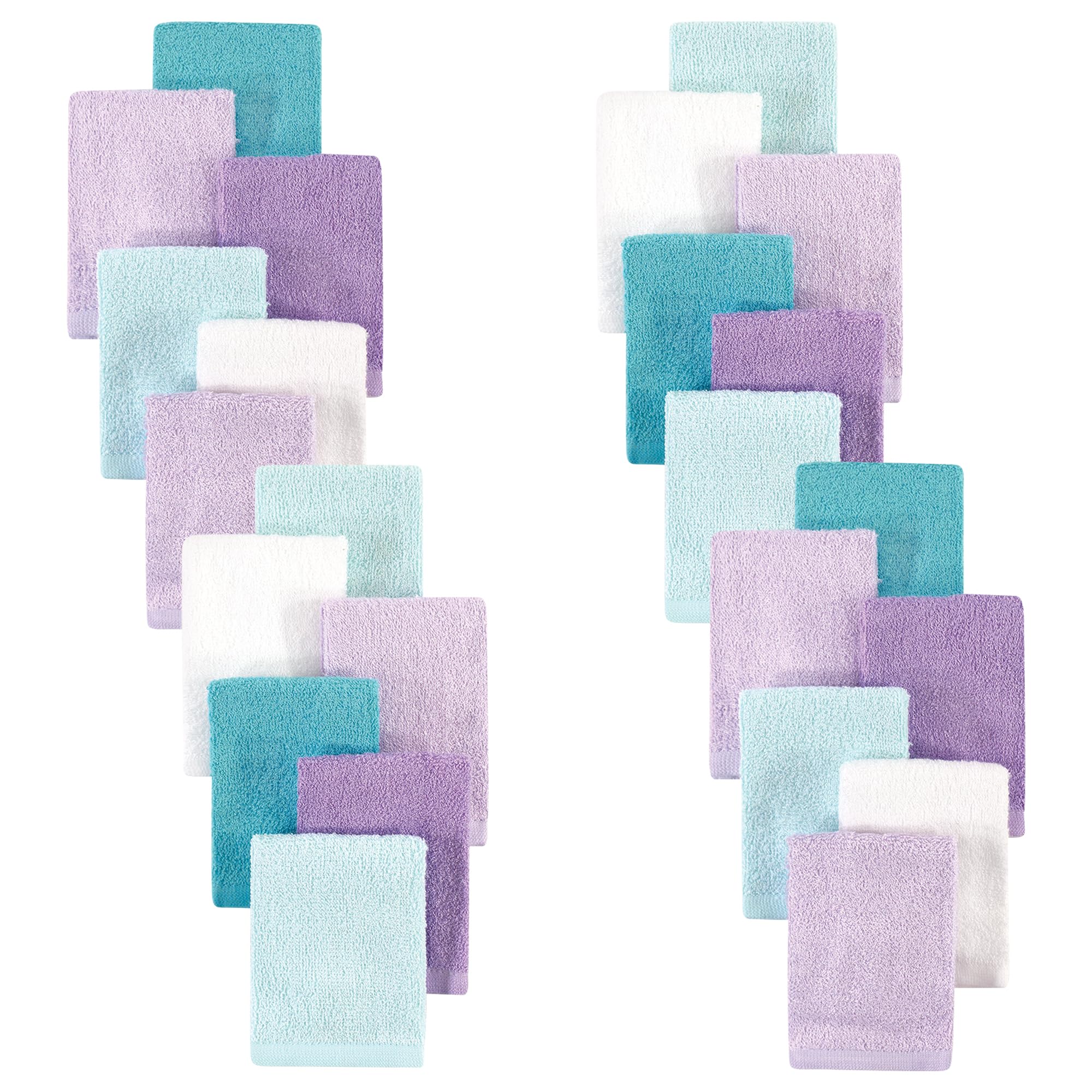 Hudson Baby Unisex Baby 24Pc Rayon from Bamboo Woven Washcloths, Purple Mint, One Size