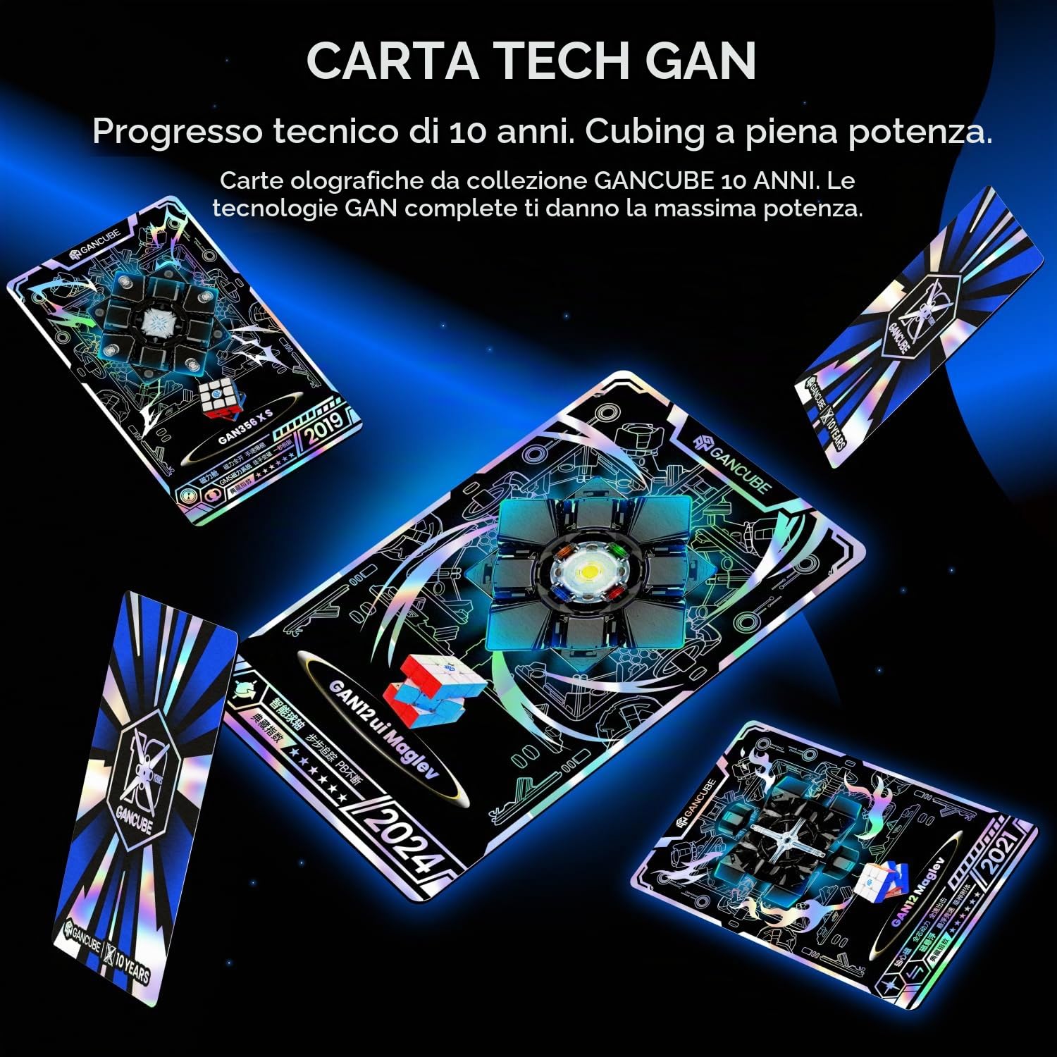 GAN 15 Cubo Magico Magnetico Speed Cube 3x3, Cubo di Velocità Magico, con IPG Numerico a Forma di Ala/GES+/Magneti Visibili, Versione Aggiornata del Magico (10° Anniversario)
