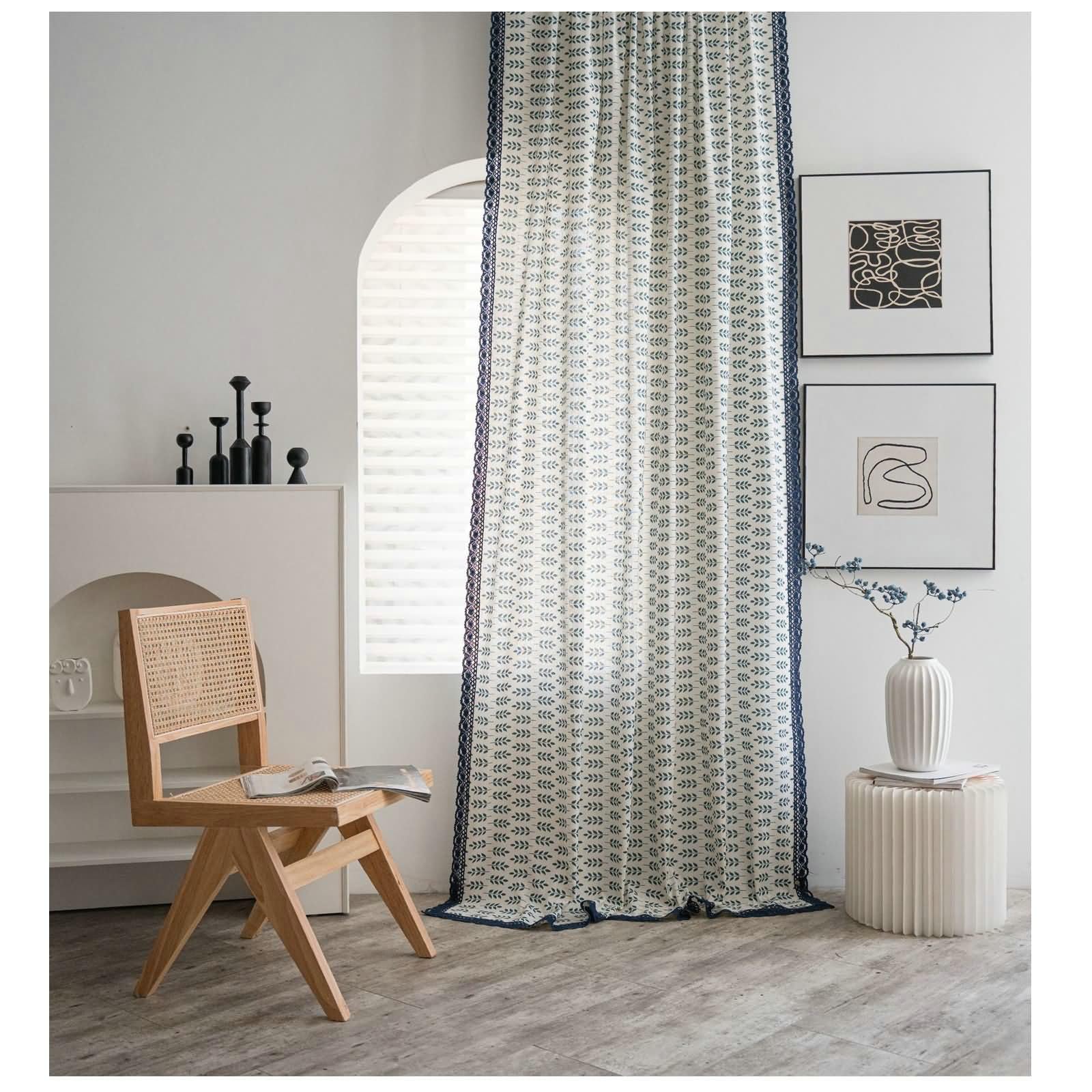 Set di 2 tende in poliestere blu e beige, 200 altezze, opache, per camera da letto, corte, oscuranti, 200 x 150 cm (altezza x larghezza x profondità)