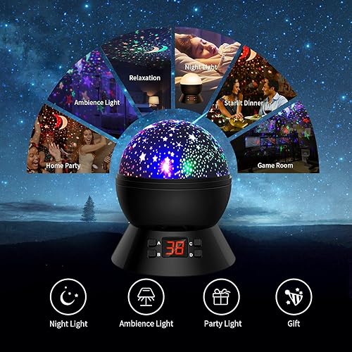 Miniatura 5 de Proyector de estrellas para habitación de niños, proyector de luz de estrellas para dormitorio, proyector de luz nocturna para niños con