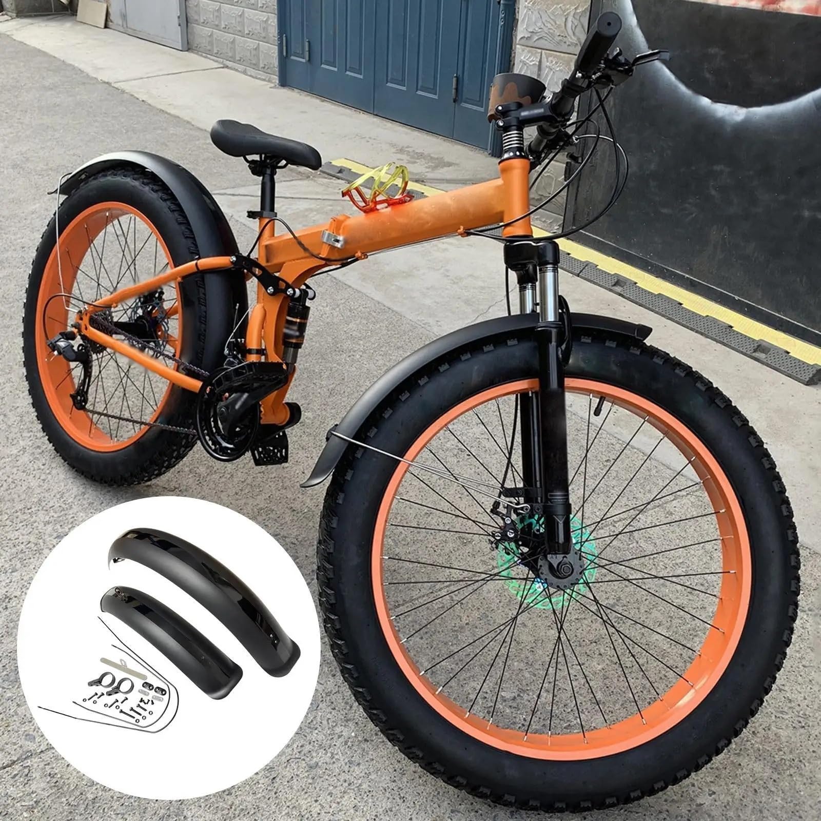 Schutzblech Mountainbike,Fahrrad Schutzblech Fahrradkotflügel Fat Tire Mud Guards Fender Set 26/20" X4.0 Kotflügel for Zusammenklappen von Schnee E-Bike Fahrrad Radteile