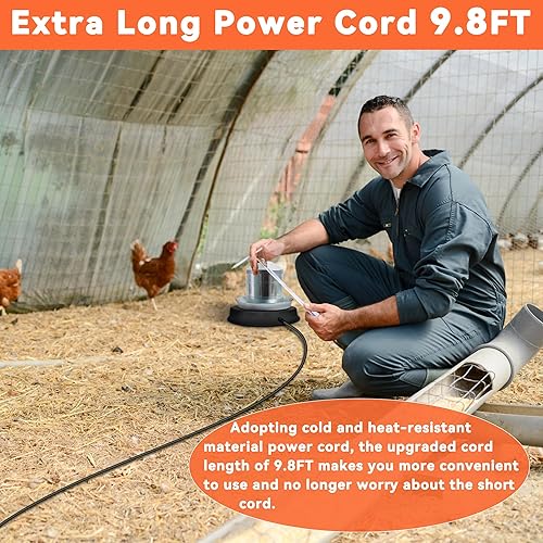 Miniatura 5 de Calentador de agua para pollo, base de agua de pollo calentada de 125 vatios, 15 pulgadas, calentador de bebedor de pollo para invierno con