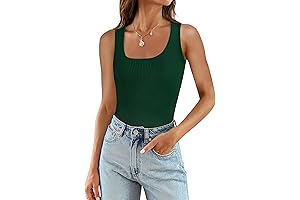 Ribbed Tank Tops for Women Square Neck St Patrick's Day Tops