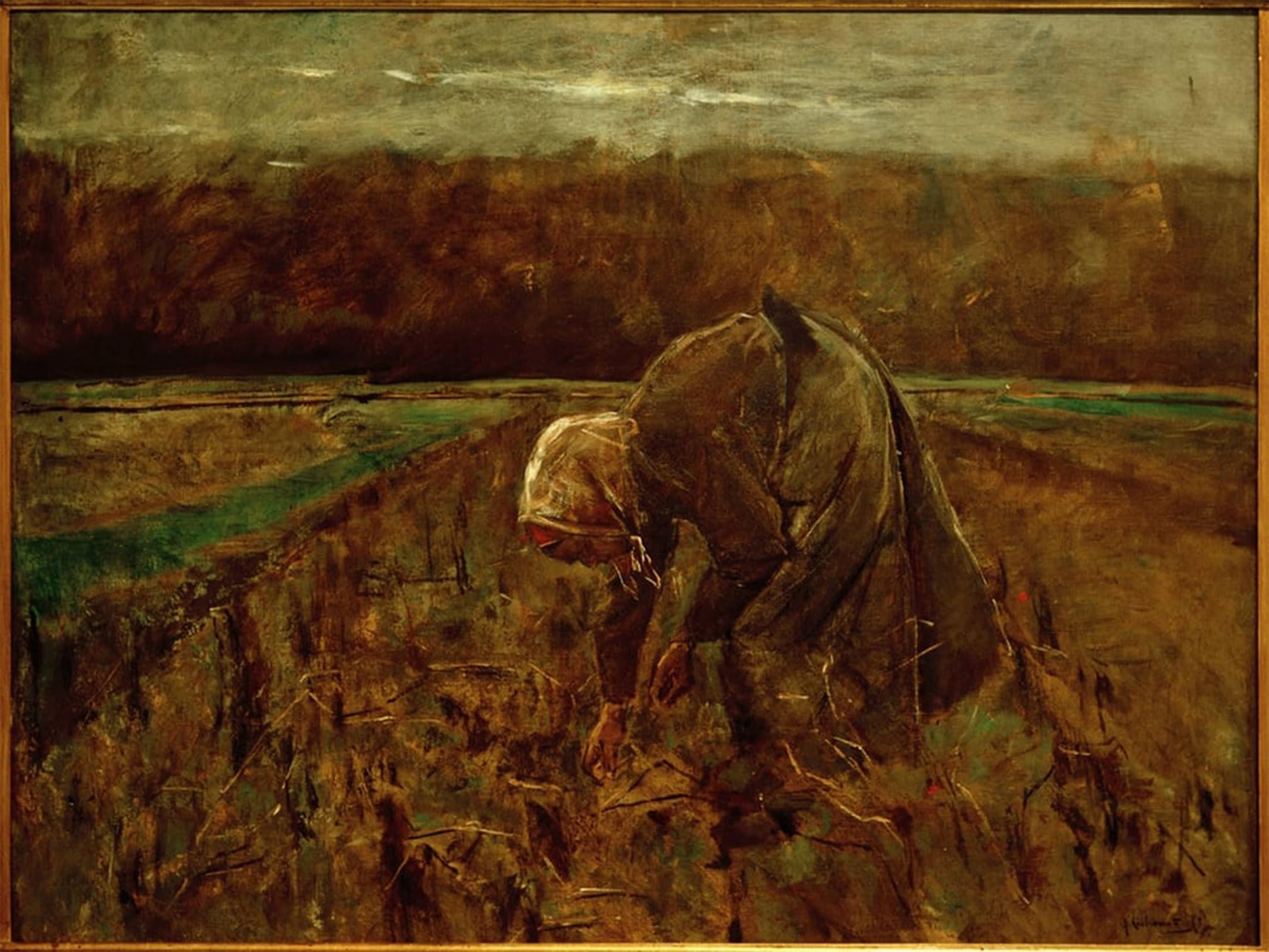 SERENDIPITP Abstract Painting Mural Print Picture Wall Decor Painting potato collector by Max Liebermann Vintage Wall Artwork for Home Decor 60x90cm