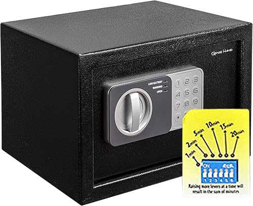 Genie Hand Caja de seguridad antirobo, apertura controlada con temporizador, bloqueo de clase B, tecnología antirebote y llaves de apertura de