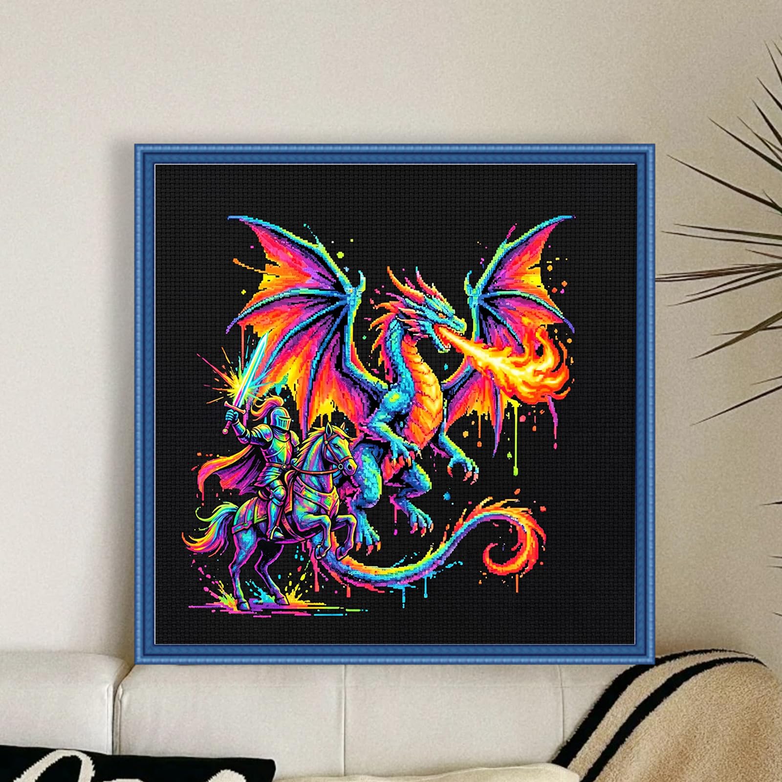 Kexpery Smok 14CT zestaw do haftowania ściegiem liczony DIY wzór smoka