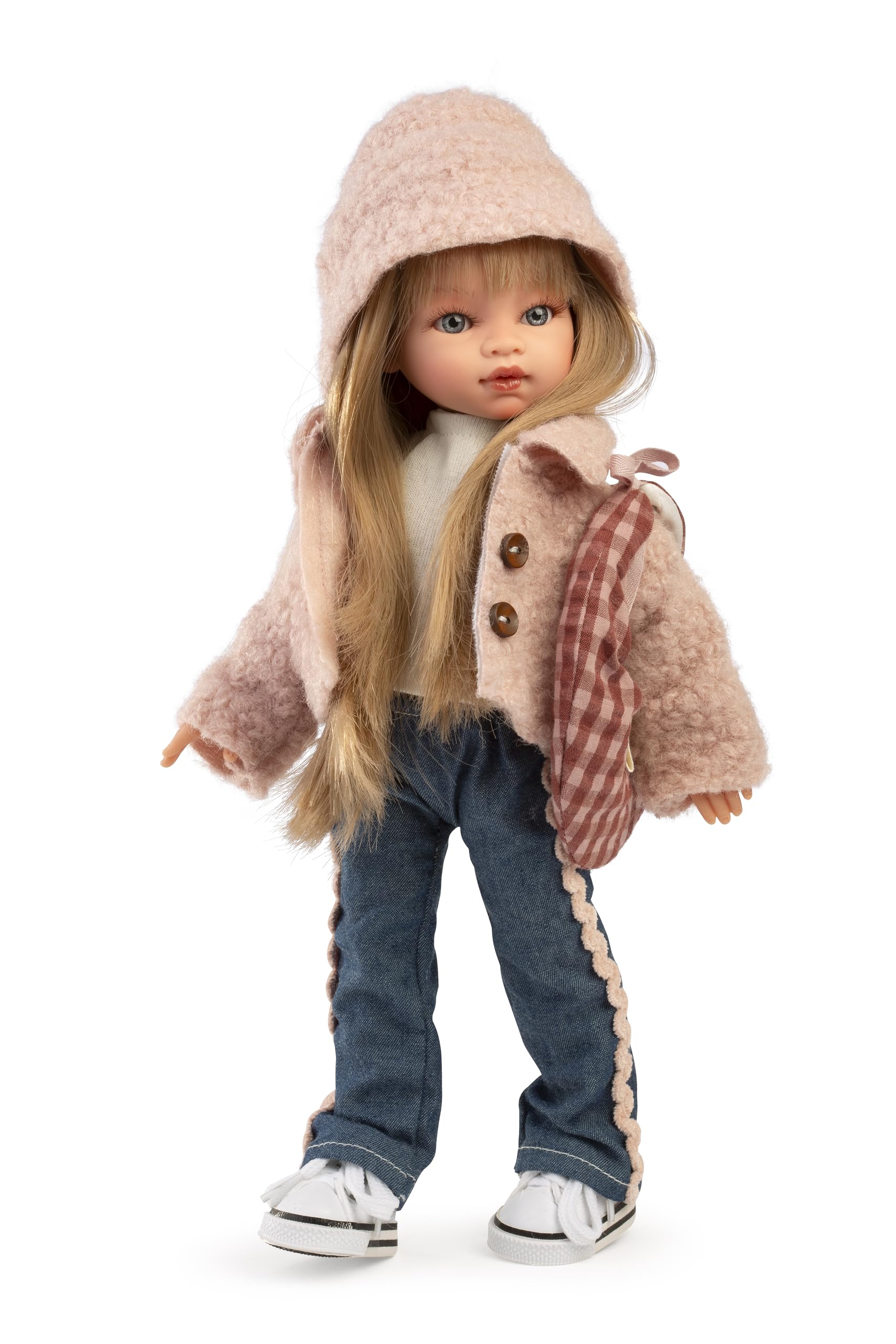Lalki Antonio Juan - Emily Cosmopolitan Fashion Doll, 33 cm, Winylowy Ciało, Urban Style Casual Różowy z Akcesoriami