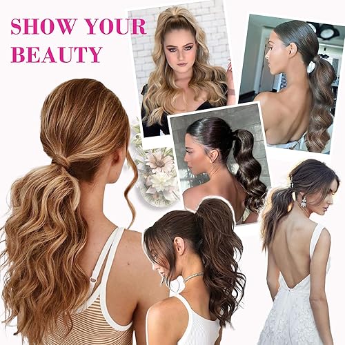 Miniatura 8 de REECHO HP002 - Extensión de cola de caballo de 14 pulgadas, pinza corta con clip multicapa, cola de caballo falsa, cola de caballo falsa,