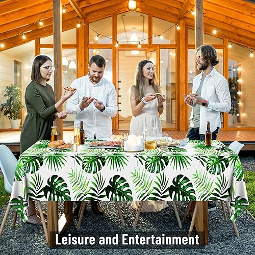 Miniatura 6 de PLULON Paquete de 3 manteles hawaianos Luau de plástico con hojas de palmera para verano, piscina, playa, tropical, suministros de fiesta de