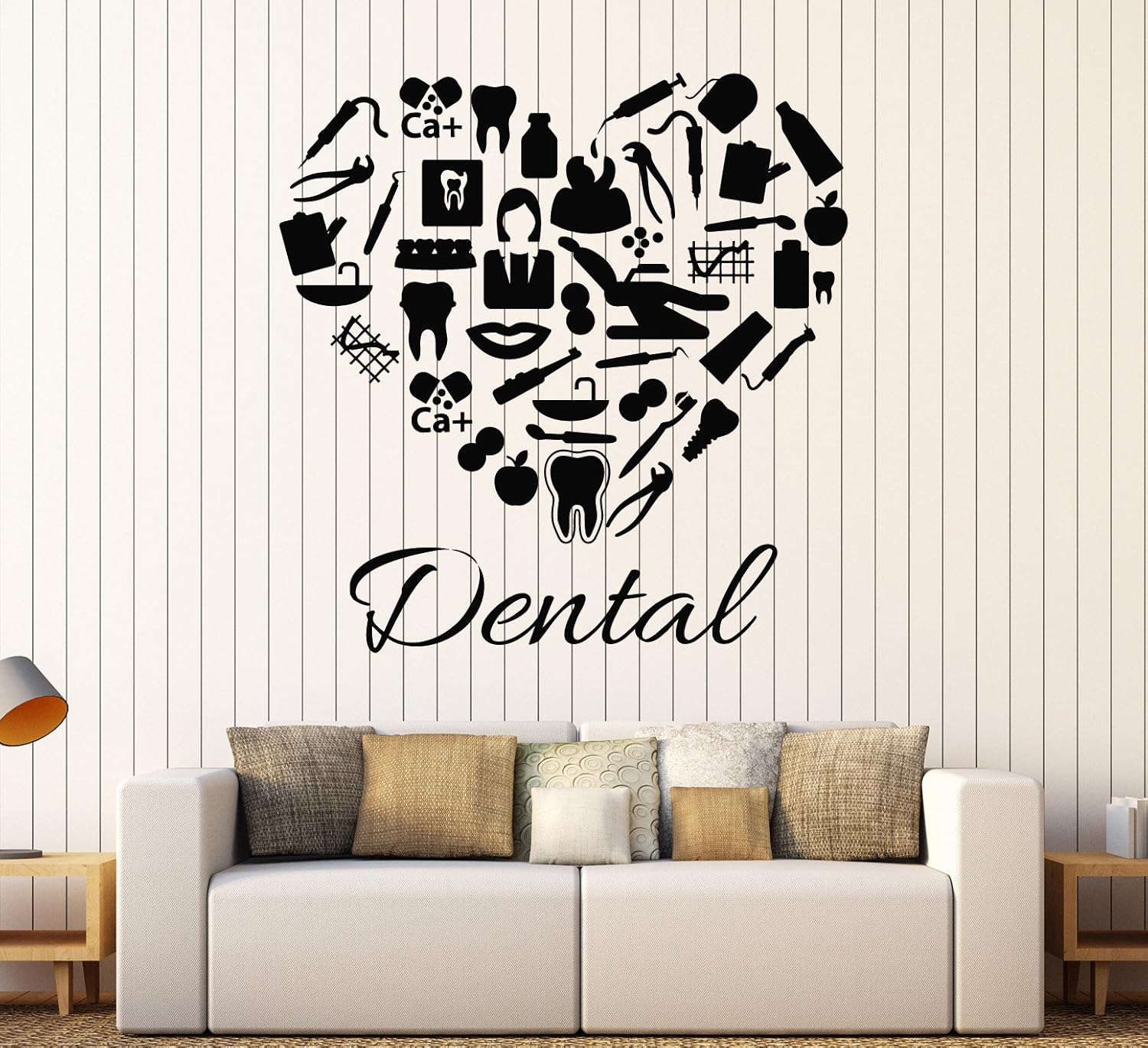 WallStickers4ever Large Vinyl Wall Decal Dental Clinic Heart Dentist Dentistry Stickers Mural Large Decor (ig4567) Burgundy