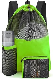 HOHOM Mesh Swim Bag Beach Drawstring Backpack, Waterproof Gym Bags for Women and Men, Large Pool Bag Swimming Gear for Swimmers
