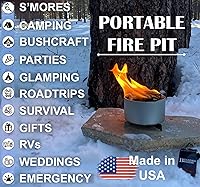 Vista 5 de Hecho en Estados Unidos Hoguera portátil mini en lata Reutilizable y hasta 5 horas de combustión Para picnics, fiestas, S'Mores, regalos