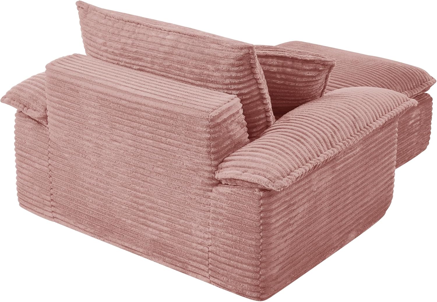 Comfy Boneless Cloud Sofa Chaise Oversized Fluffy Corduroy Upholstered Chaise Lounge for Living Room Bedroom, Modular Compressed Foam Cloud Daybed, Single Seat Sofa