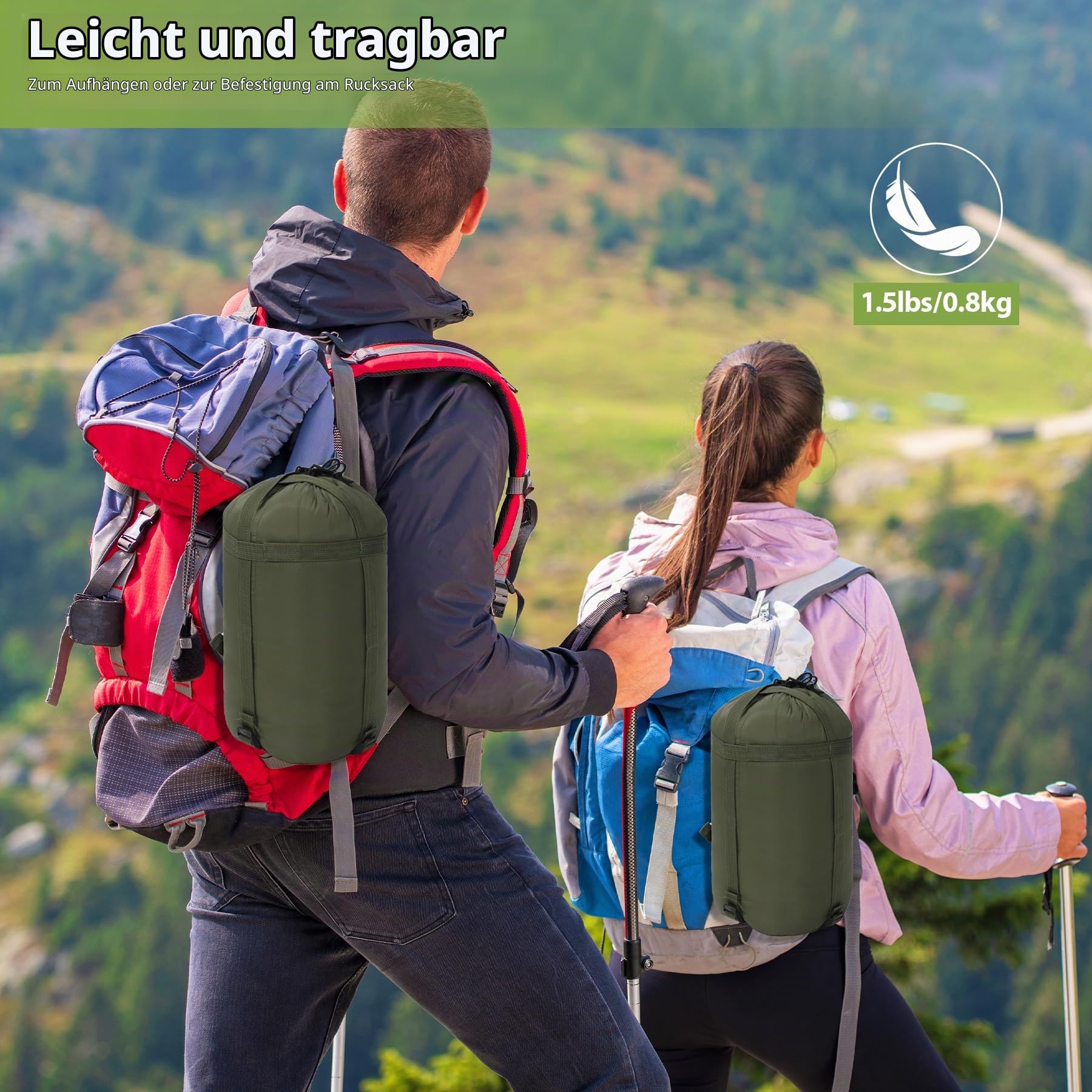 REDCAMP Hängematte Underquilt, 3-Jahreszeiten, 5°C bis 20°C, warm, Grün | ultraleicht Unterdecke, Kälteschutz, Wärmeschutz, tragbar, kompakt, langlebig, für Outdoor Camping Wandern Reisen, weich
