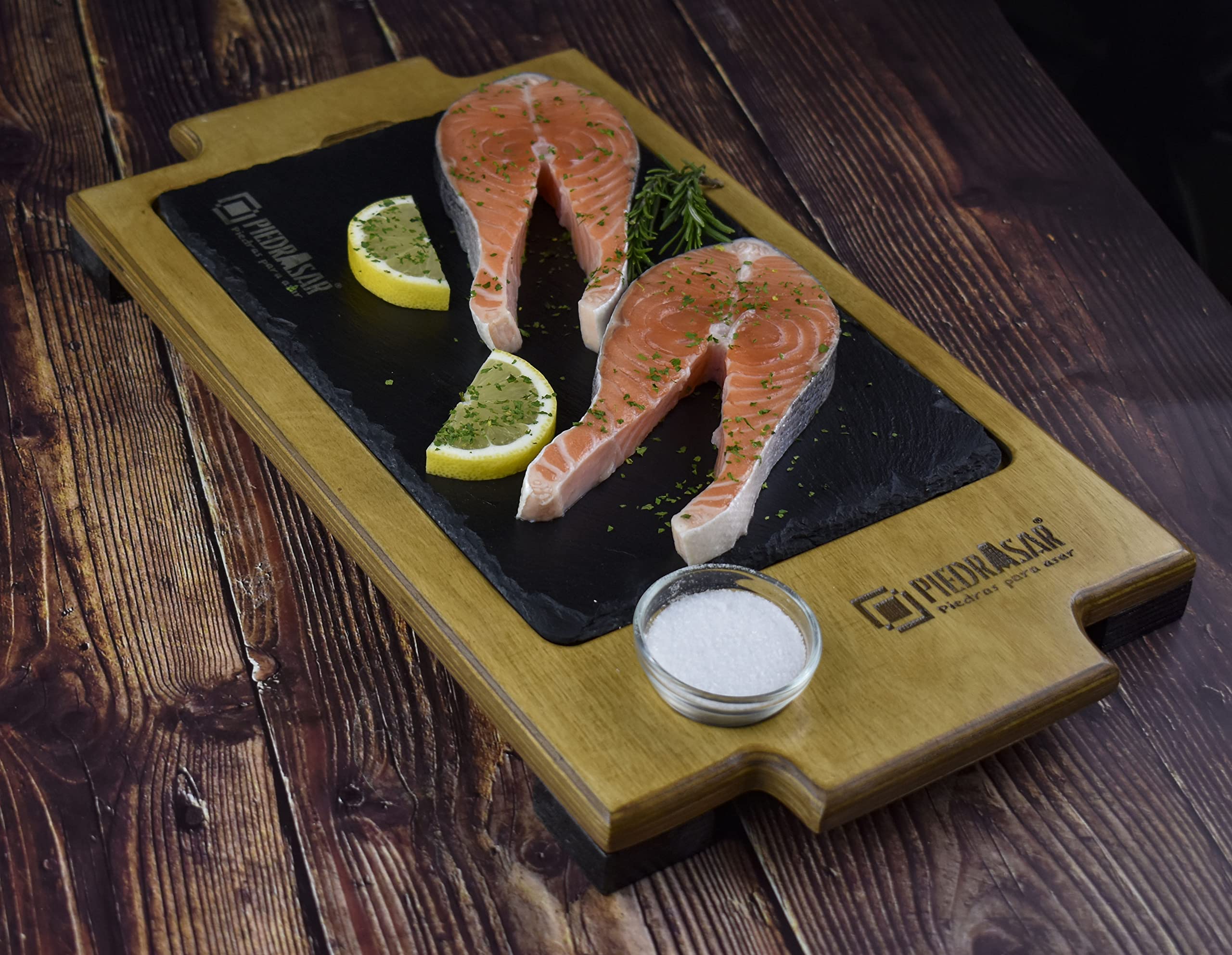 Plato de Pizarra de 20x30 cm Promo 6 Unidades con Base de Madera Peronalizada 1 Salsero