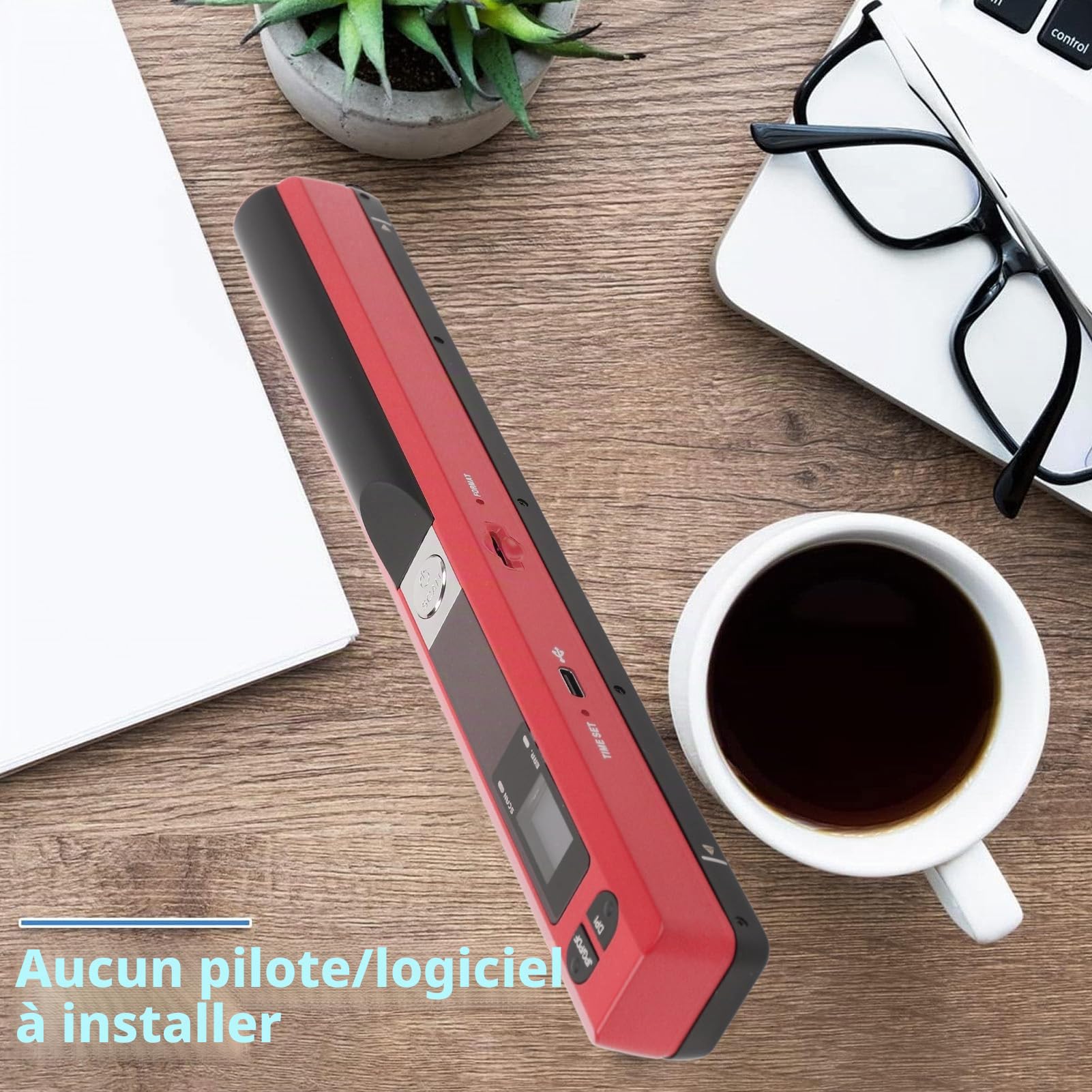 Elprico Scanner Portable Document A4, Scanner à Main 900 DPI avec Formats PDF et JPEG Numérisation Hors Ligne par USB pour Bureau et Maison