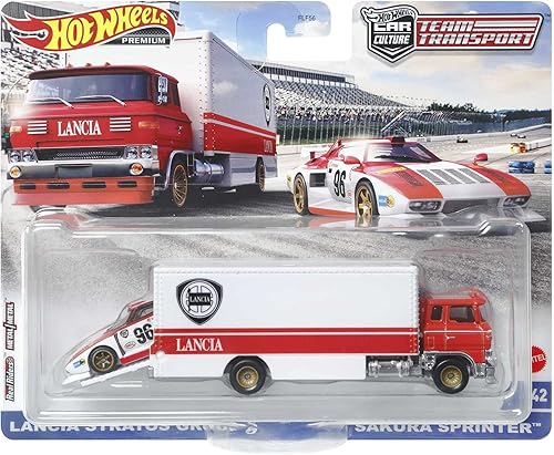 Miniatura 6 de Hot Wheels Coche Cultura Equipo Transporte Lancia Stratos Grupo 5 & Sakura Sprinter Diecast Car