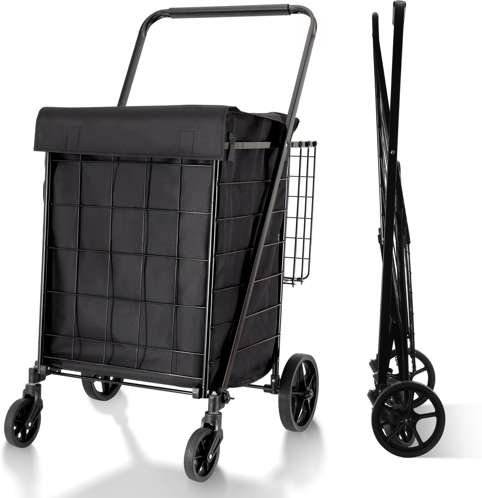 Wellmax Grocery Shopping Cart with Swivel Wheels (Medium