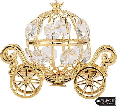 Matashi Pumpkin Carriage, 24K Gold Plated Princess Carriage Decor Perfect Christmas, Mothers Day, and Valentines Day Gift Table Centerpiece for Weddings & Special Occasions