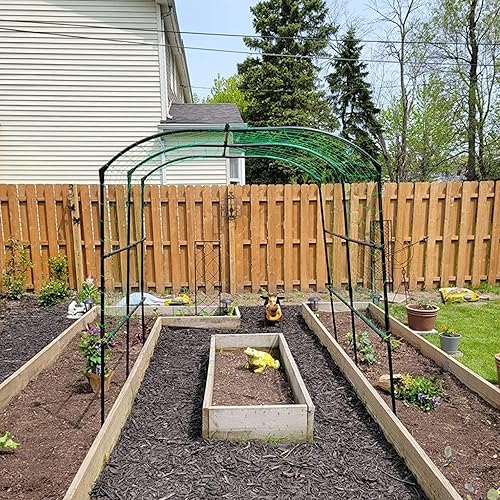 Miniatura 6 de DoCred - Enrejado alto de arco de jardín para plantas trepadoras al aire libre, enrejado de soporte de metal con red de escalada para vid,