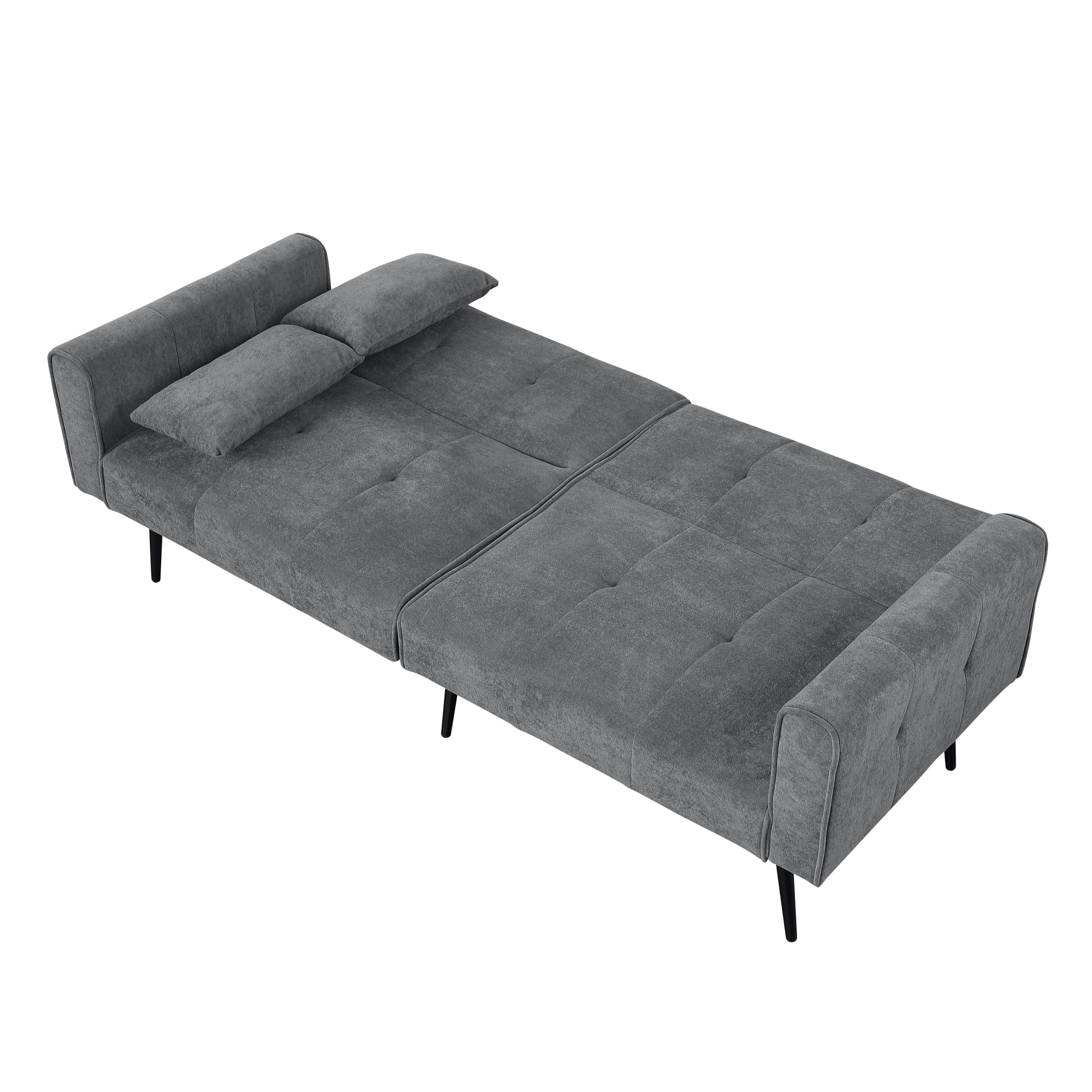 Divano letto futon a 3 posti in tessuto a coste per soggiorno e piccoli spazi (grigio)