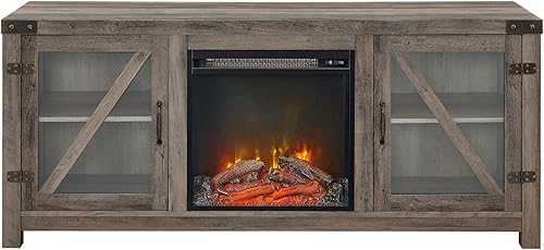 Miniatura 10 de Walker Edison Wesley mueble moderno y rústico para televisores de hasta 65pulgadas, con puerta de cristal, 58pulgadas, roble rústico