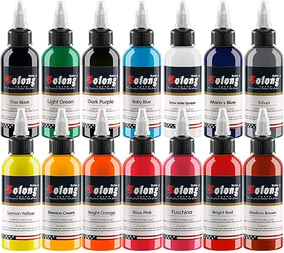 Solong 14 Colors Tattoo Ink Set 1oz (30ml) Bottle Original Tattoo