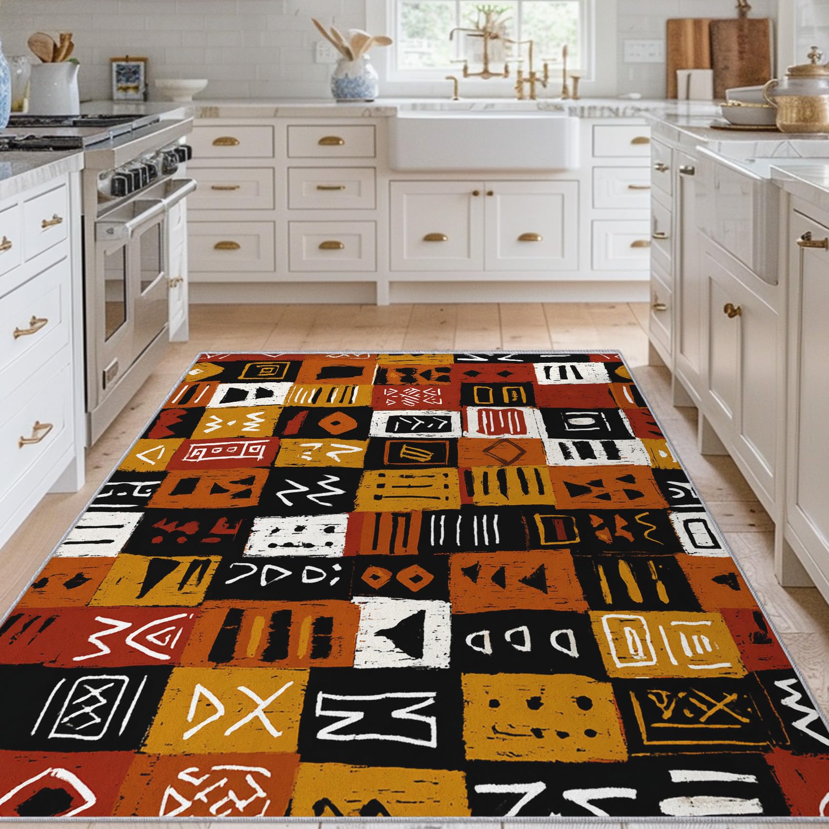 Tapis tribu africain haut de gamme doux et géométrique pour le salon