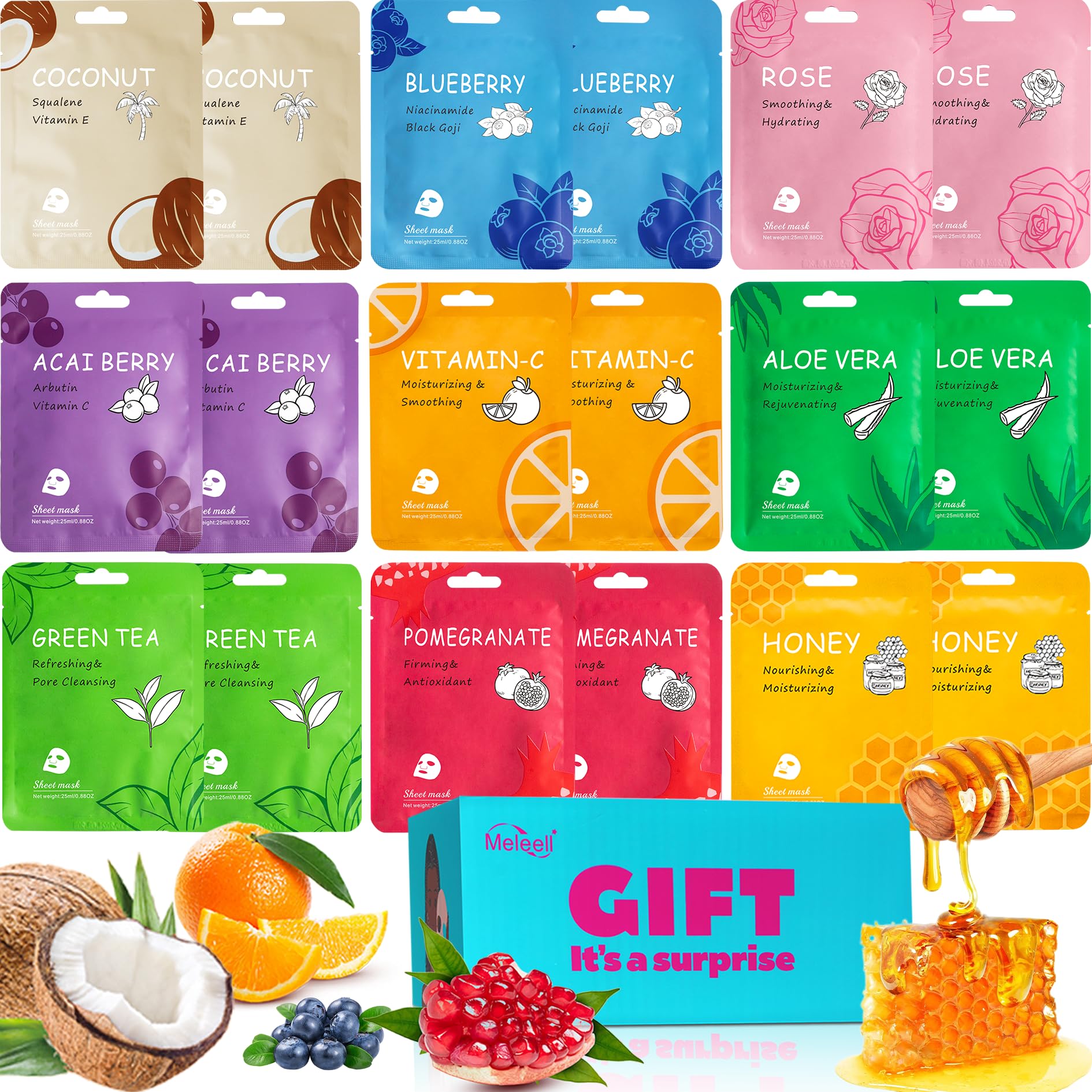 Amazon.com : Meleell 18 Pack Collagen Face Masks Skincare Bulk