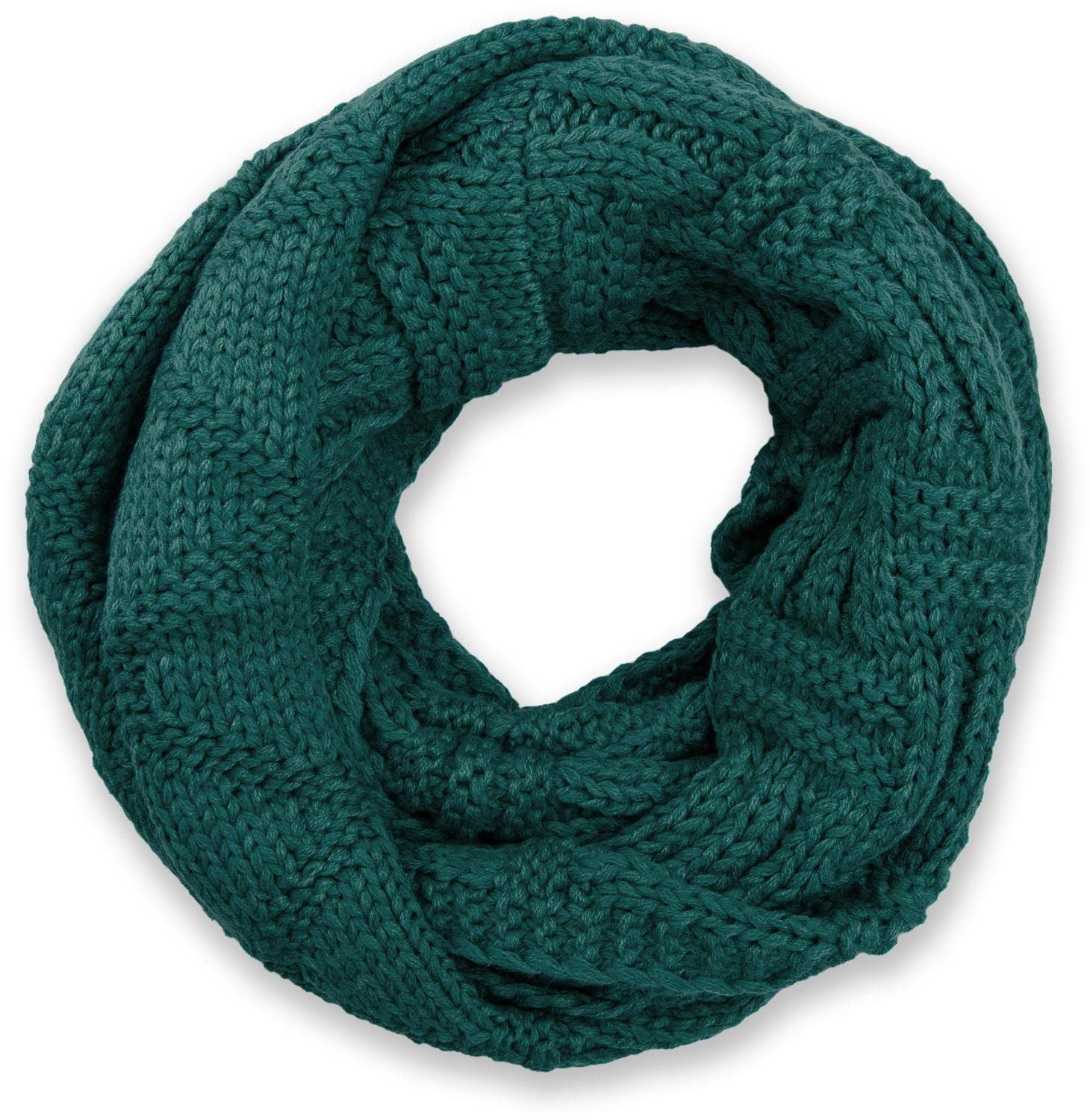 styleBREAKER knit loop scarf with grid and rib pattern, single-colour fine-knit snood, winter knit scarf, unisex 01018155, Colour:Petrol
