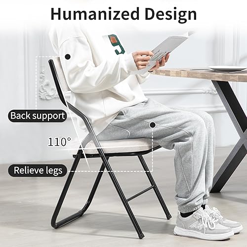 Miniatura 5 de HOMEFUN Juego de 4 sillas plegables acolchadas, sillas de comedor plegables con cojín, asiento adicional portátil y montado para invitados, cocina,