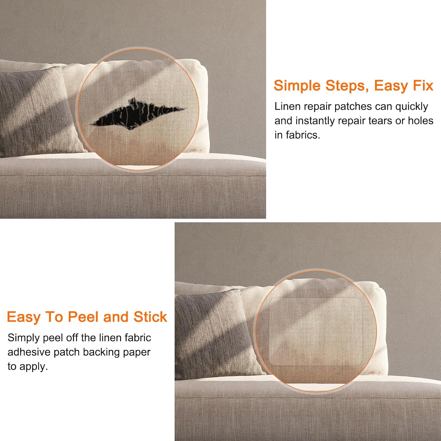 HARFINGTON Linen Repair Patches 15 3/4"x157.5" Self-Adhesive Fine Linen Couch Fabric Patches Tape for Furniture Upholstery Sofa Clothing, Gray Green