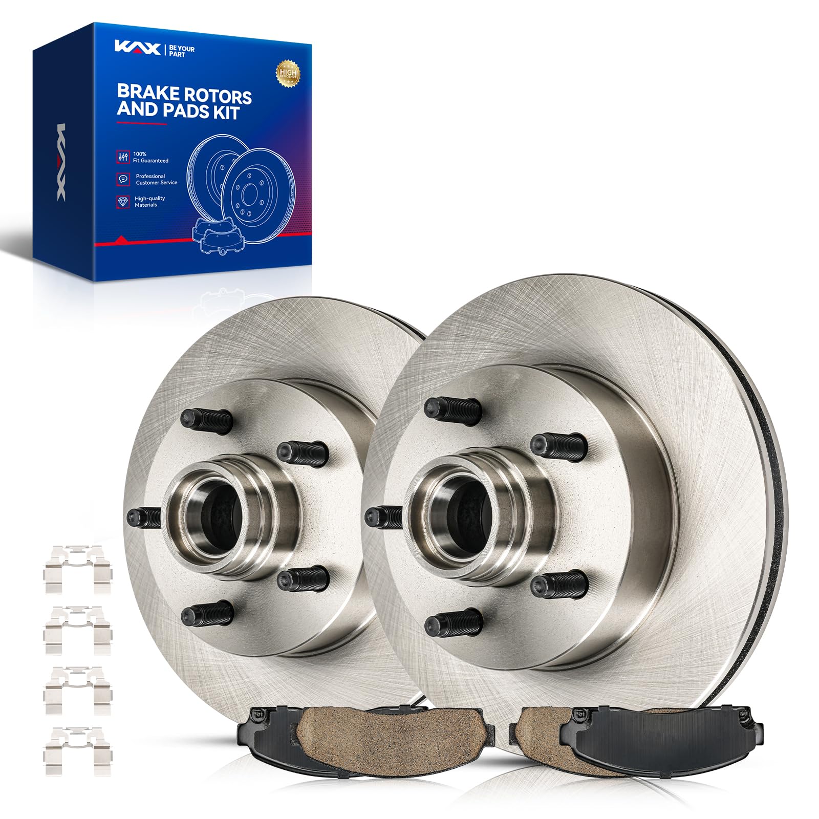 KAX Front Brake Kit, OE Brake Rotors and Ceramic Brake Pads | Fits Mazda B2300 2003-2009, Mazda B3000 2004-2007, Mazda B4000 2003-2009, Automotive Replacement Brake Kit